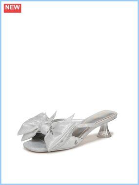 Women's Slingback Kitten Heel Sandals Butterfly Bow Open Toe Slip-On